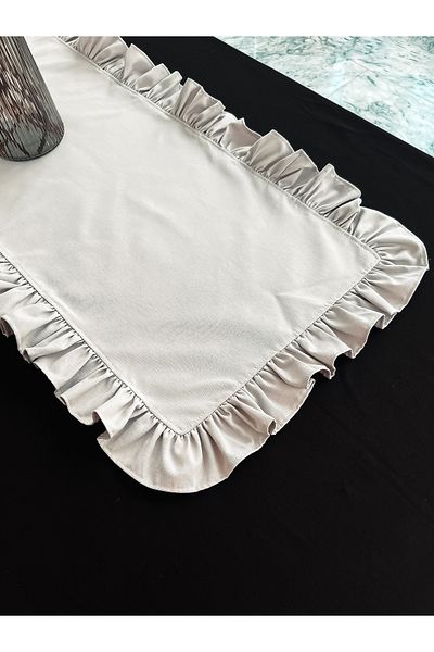 KaiHome Moonlit Linen All over Ruffled Rectangle Runner