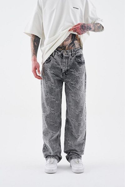 Machinist Men's Flower Patterned Jean Anthracite