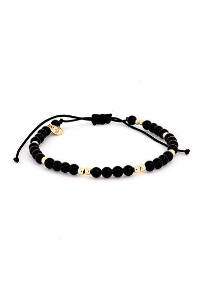 MOHI Fine Jewellery 14k yellow gold beaded cord bracelet with semi-precious beads