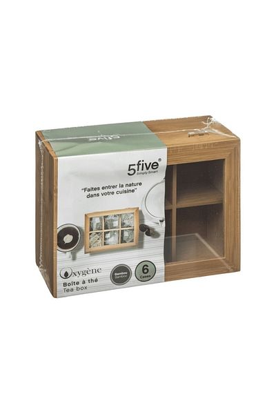 5 five simply smart 5FIVE tea bag storage box, bamboo, 22 x 15 x 9 cm