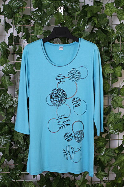 YXL COLLECTION Γυναικεία μπλούζα με μοτίβο ζέβρας με στάμπα με μοτίβο τριών τετάρτων (4 εποχών) - Μπλε