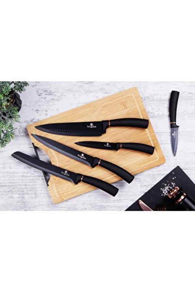 Berlinger Haus Set of knives with non-stick surface + cutting board 6 pcs Black Rose