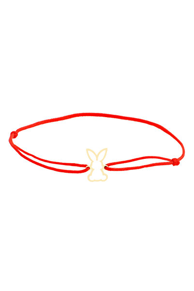 MOHI Fine Jewellery Bratara snur reglabil cu pandant iepure decupat, aur 14k