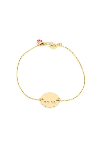 MOHI Fine Jewellery 14k yellow gold coin and butterfly bracelet