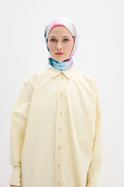 cs camellia scarf Eșarfă moale cu model Fiore - Albastru viu