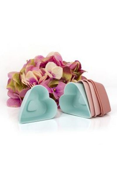 Homelux Set 6 pcs silicone baking molds for muffins, 7x3 cm, heart-shape