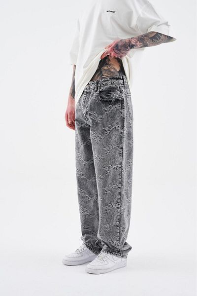 Machinist Men's Flower Patterned Jean Anthracite