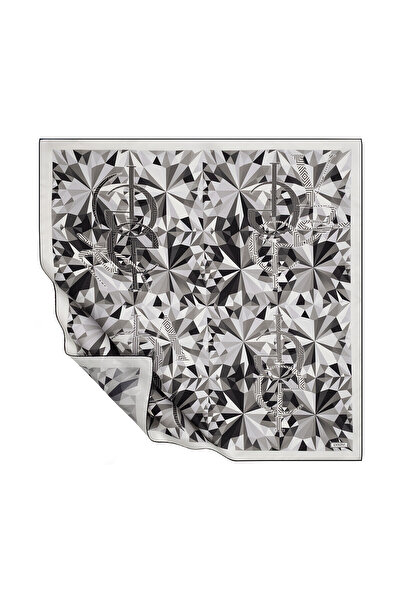 ipekevi Eșarfă de mătase Tivil Caleidoscop alb-negru