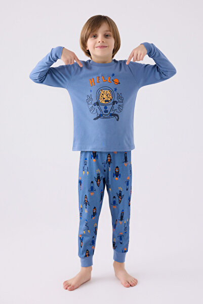 Rolypoly Синій комплект піжами для хлопчиків з довгим рукавом