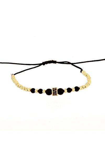 MOHI Fine Jewellery Bratara snur cu bile din aur galben de 14k si cu bile fatetate