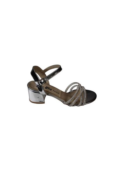 Yaz Kış Ayakkabı Yazkiş Women's Black White Silver Cross Strap Stone Ankle Strap 5cm Thick Heel Evening Dress Ay