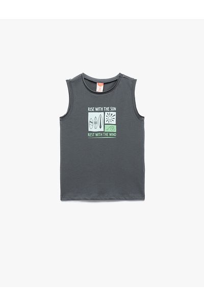 Koton Tricou din bumbac fără mâneci cu decolteu cu imprimeu