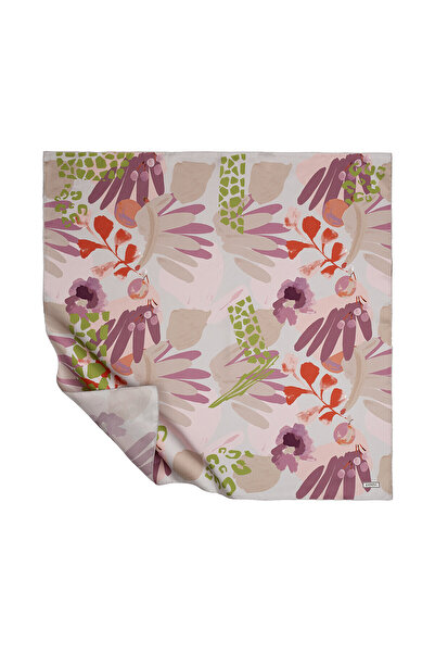 ipekevi Eșarfă de mătase Tivil Gri pudrat cu fructe drăguțe