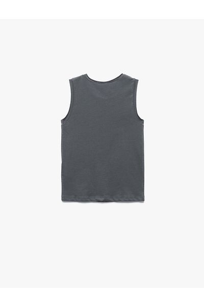 Koton Tricou din bumbac fără mâneci cu decolteu cu imprimeu