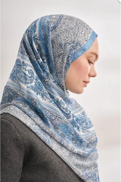 ARMANDA Imported Voile Nuit Design Shawl 04463-Denim Blue