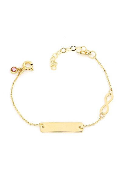 MOHI Fine Jewellery Bratara cu placuta si infinit din aur galben de 14k