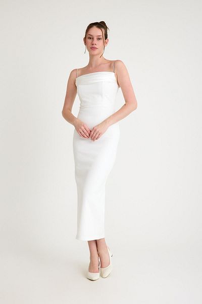 SpringStore Ecru Strapless Evening Dress