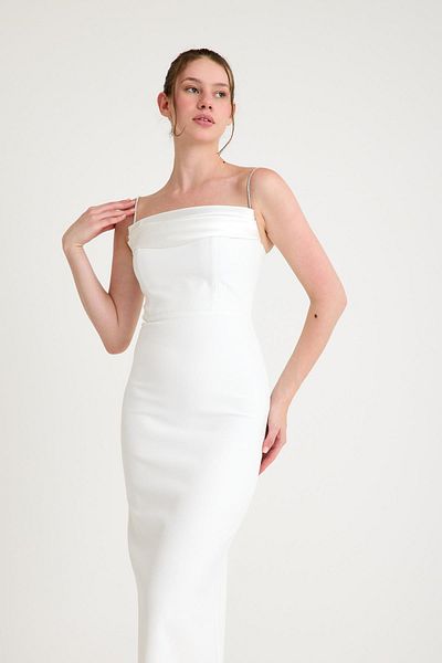 SpringStore Ecru Strapless Evening Dress