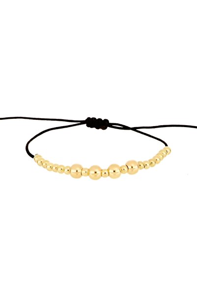 MOHI Fine Jewellery Bratara snur cu bile din aur galben de 14k