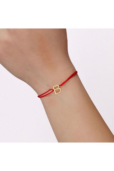 MOHI Fine Jewellery 14k yellow gold initial B cord bracelet
