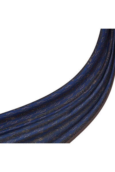 ipekevi Monogram Desenli Tensel Şal 02891-Kot Mavisi Vizon
