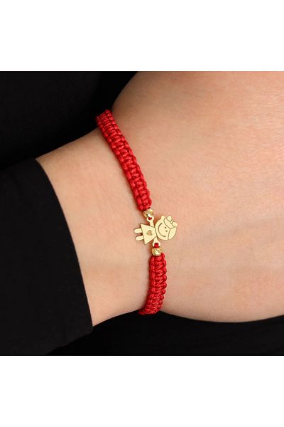 MOHI Fine Jewellery Bratara snur reglabilcu pandant in forma de fetita , aur 14k