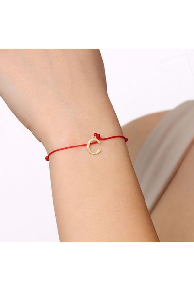 MOHI Fine Jewellery 14k yellow gold initial C cord bracelet