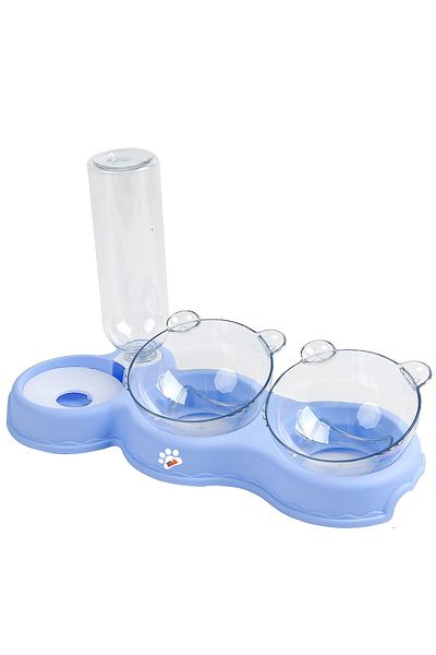 Linomag Bol ortopedic dublu pentru pisici cu reumplere automată a apei, Linomag®, 500ml, 37x24x15, Albastru deschis