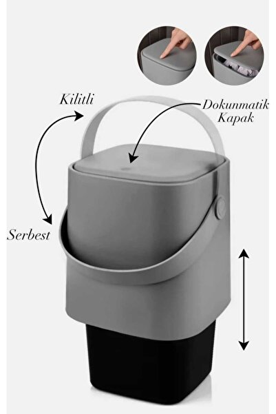 ALİNA HOME 4 lt antrasit sihirli çöp kovası