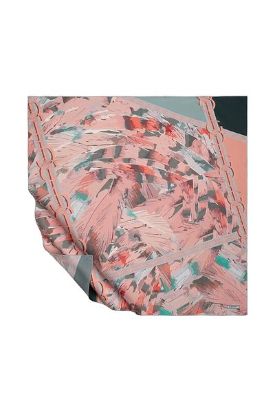 ipekevi Powder Pink Abstract Monogram Tivil Silk Scarf