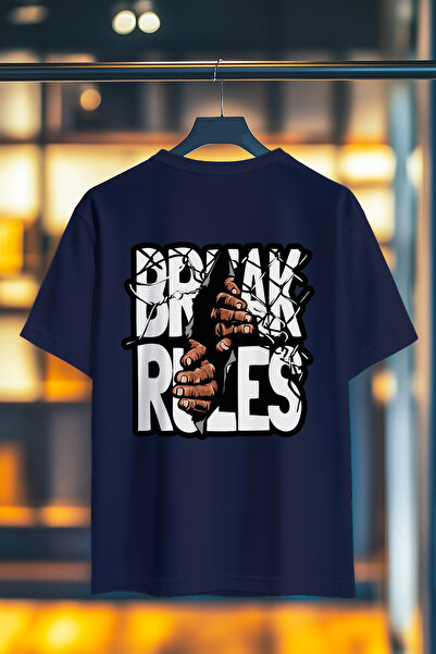 BookOrBook تي شيرت مطبوع عليه ظهر من القطن الفاخر بنسبة 100% من Break Rules