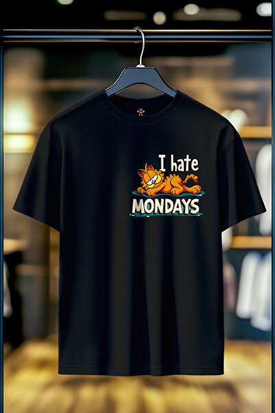 BookOrBook Garfield Hates Mondays %100 Pamuk Premium Kalite Unisex T-Shirt