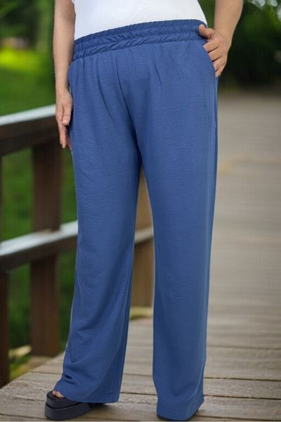 yagmurberen Elastic Waist Wide Leg Big Size Aerobic Fabric Summer Trousers