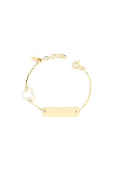 MOHI Fine Jewellery Bratara placuta si inima din aur galben de 14k