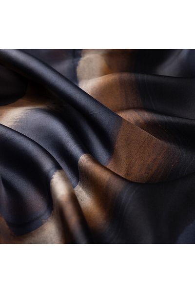 ipekevi Navy Blue Beige Dream Tivil Silk Scarf