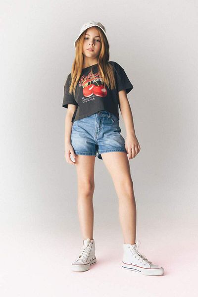 DeFacto New Season Girl's Crew Neck Printed Short Sleeve T-Shirt