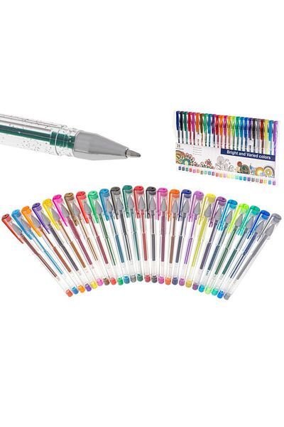 Avex Set of 25, Multicolored Gel Pens with Glitter