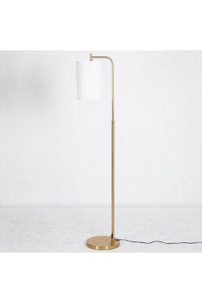 MARIA HOMES Gold Floor Lamp with White Drum Shade