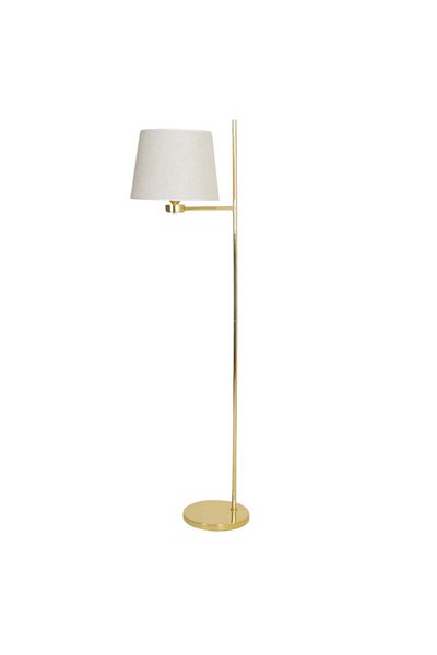 MARIA HOMES Gold Floor Lamp with White Shade and Glossy Base