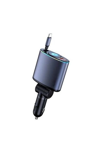zyteq Incarcator auto Fast Charge ZYTEQ®️, retractabil, unghi ajustabil, afisaj digital, 2 porturi USB