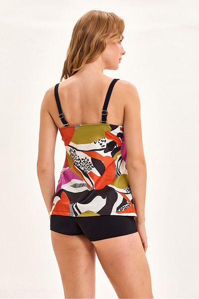 Argento Colorful Pattern Tankini Set with Shorts