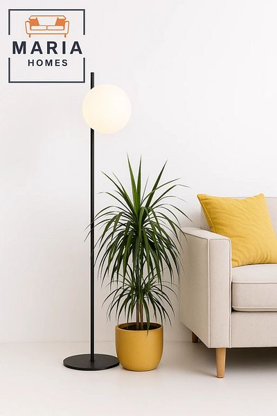 MARIA HOMES Slim Globe Floor Lamp with Frosted Shade