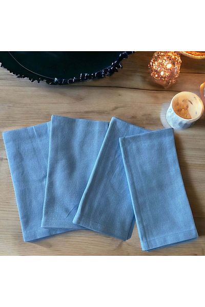 E.V.A. Home Decor Cerulean Blue Cotton Napkin - Set of 4 pieces