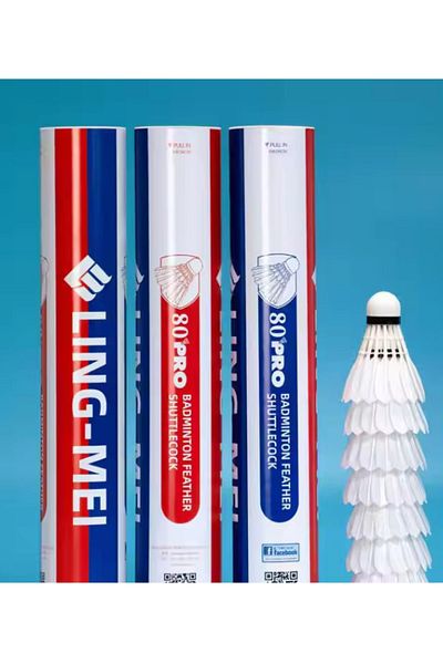 LINGMEI 80 PRO BADMINTON PREMIUM FEATHER SHUTTLECOCKS