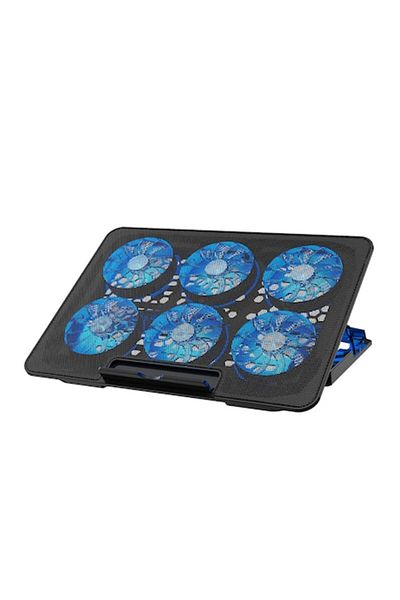 zyteq ZYTEQ®️ S6 laptop cooler, 6 silent fans, adjustable speed, phone holder, black