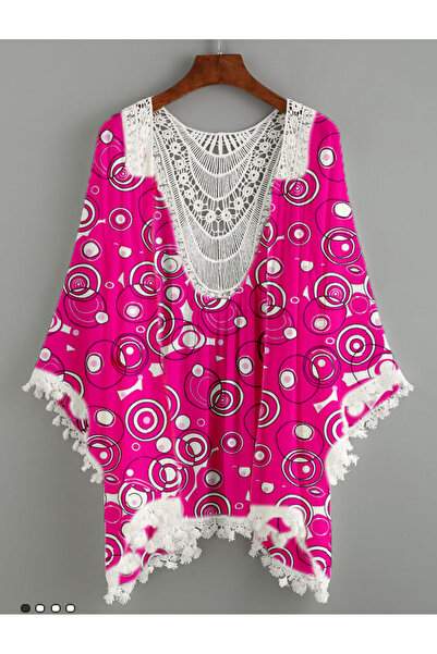 randevu Πολύχρωμο φόρεμα παραλίας με πολύχρωμο πομπόν