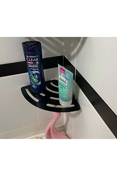 ardini Ki̇taro Self-Adhesive Shampoo Shelf Mat Black Single Deck