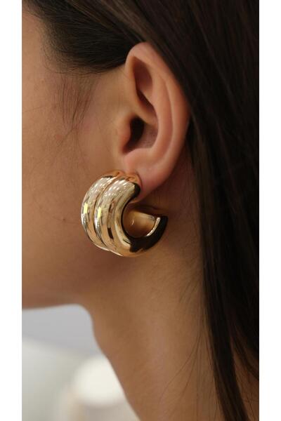 Jerie İkili Görünüm Bombeli C Model Küpe