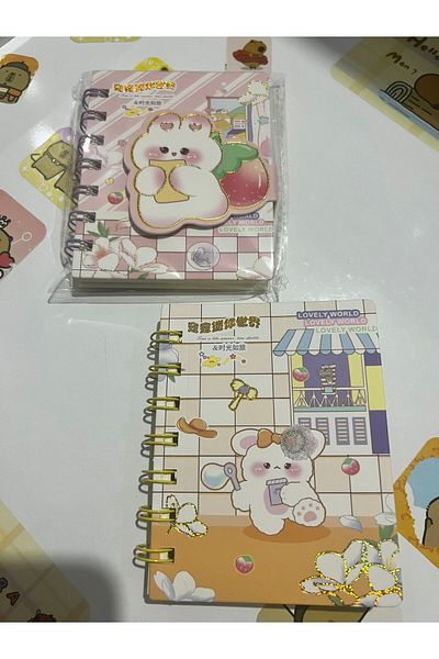 demirosa 2 Pcs A7 Size Mini Spiral Notebook with Cute Sticker Rabbit Cover