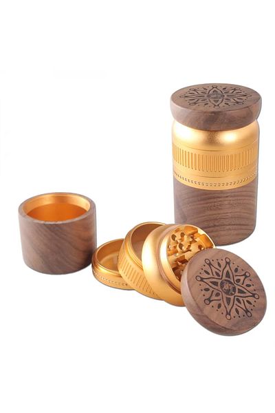 Black Leaf Grinder Black Leaf din lemn si aluminiu auriu 5 Parti Ø63
